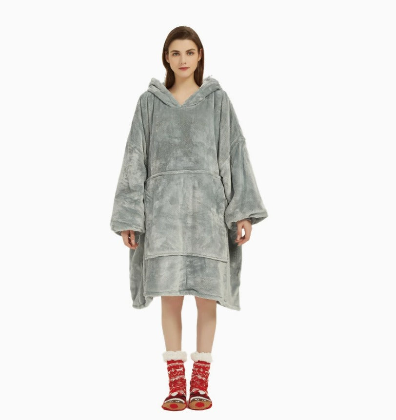 Le Sweat-Plaid oversize à capuche, coloris gris argenté
