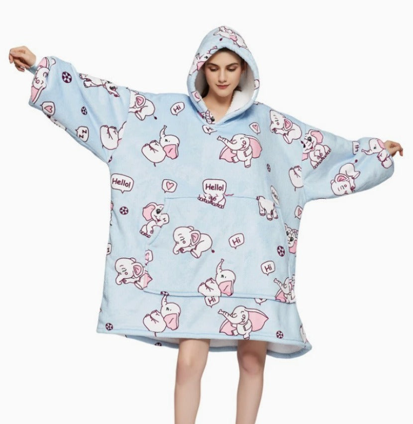 Le Sweat-Plaid oversize à capuche, coloris rose éléphant