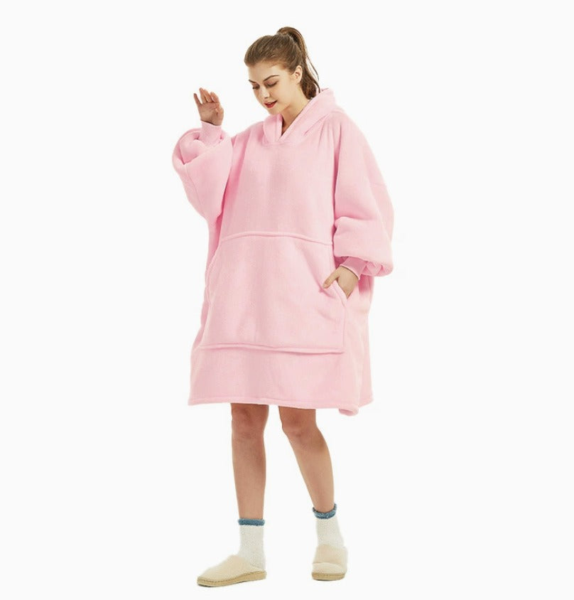 Le Sweat-Plaid oversize à capuche, coloris rouge rosé