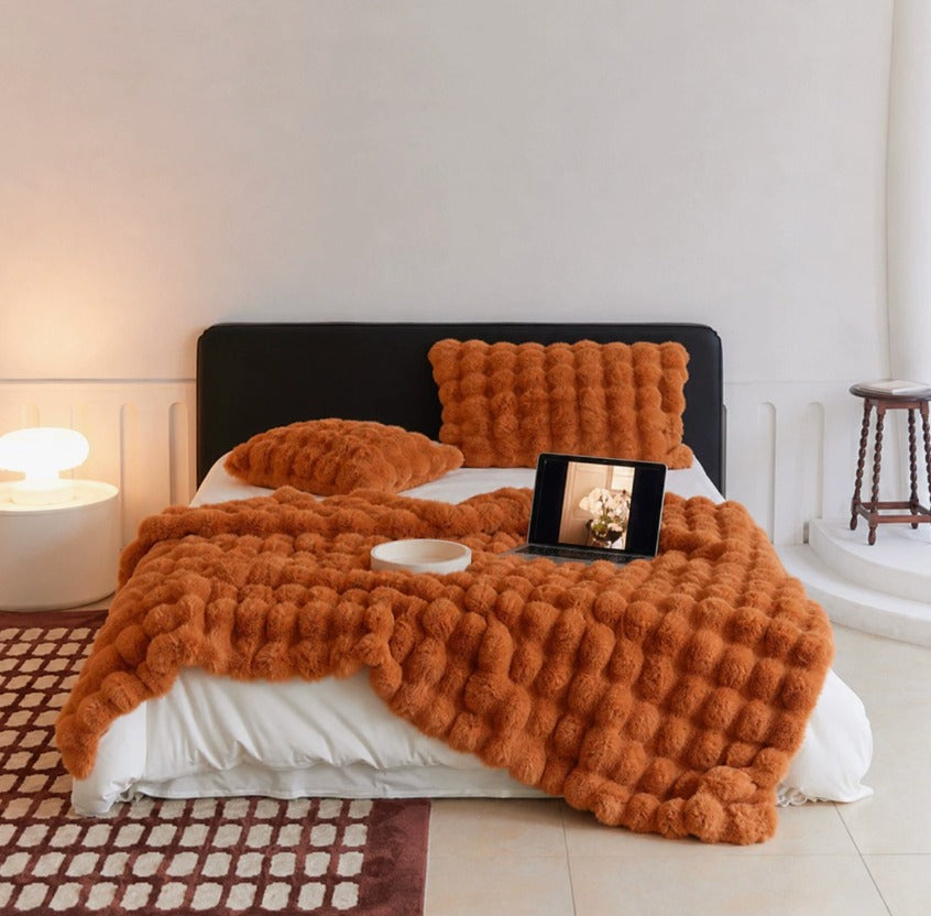 Le Pack Duo, deux plaids 130 × 160 coloris caramel