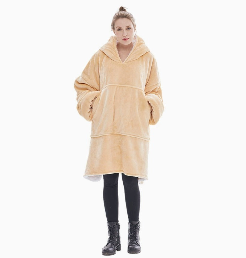 Le Sweat-Plaid oversize à capuche, coloris jaune