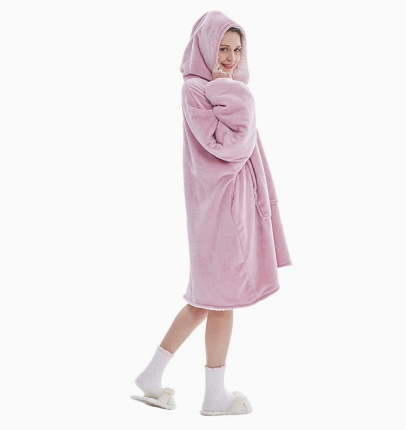 Le Sweat-Plaid oversize à capuche, coloris rose