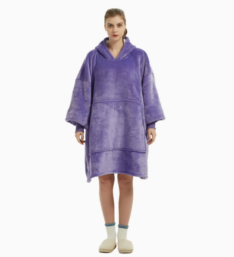 Le Sweat-Plaid oversize à capuche, coloris violet